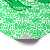Paisley elephant - jade groen en wit poster (Hoek)
