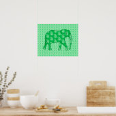 Paisley elephant - jade groen en wit poster (Keuken)