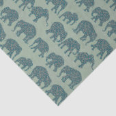 Paisley Elephant Rows on Sage Green Tissue Paper Tissuepapier (Detail)
