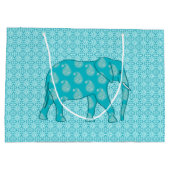 Paisley Elephant, Turquoise en Aqua Groot Cadeauzakje (Achterkant)