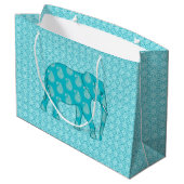Paisley Elephant, Turquoise en Aqua Groot Cadeauzakje (Achterkant Gekanteld)