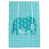 Paisley Elephant, Turquoise en Aqua Medium Cadeauzakje (Achterkant)