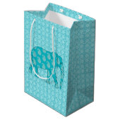 Paisley Elephant, Turquoise en Aqua Medium Cadeauzakje (Achterkant Gekanteld)
