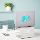 Paisley Elephant, Turquoise en Aqua Sticker (Laptop op bureau)