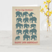 Paisley Elephants 15e verjaardag Kaart, Big Brothe Kaart (Gele Bloem)