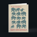 Paisley Elephants 15e verjaardag Kaart voor kleinz<br><div class="desc">Een leuke 15e verjaardag Kaart voor een kleinzoon,  met silhouetten van 15 olifanten,  elk gevuld met een Paisleypatroon,  op een Burlap achtergrond. Onderdeel van het Posh & Painterly 'Heffalumps' collectie.</div>