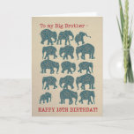 Paisley Elephants 15th Birthday Card, Big Brother Kaart<br><div class="desc">Een leuke 15e verjaardag-kaart voor een Big Brother,  met silhouetten van 15 olifanten,  elk gevuld met een Paisley-patroon,  op een Burlap-achtergrond. Een deel van het collectie van Posh & Painterly 'Heffalfels'.</div>
