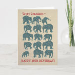Paisley Elephants 15th Birthday Card for Grandson Kaart<br><div class="desc">Een leuke 15e Birthday-kaart voor een kleinzoon,  met silhouetten van vijftien olifanten,  elk gevuld met een Paisley-patroon,  op een Burlap-achtergrond. Een deel van het collectie van Posh & Painterly 'Heffalfels'.</div>