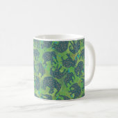 Paisley Elephants, Oerwoud Green Leaves Coffee Mok (Voorkant rechts)