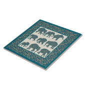 Paisley Elephants op beige en Border Ceramic Tegel Tegeltje (Zijkant)
