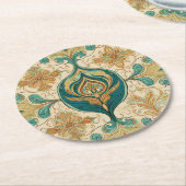 Paisley Emerald Coaster Ronde Kartonnen Onderzetter (Gebogen)