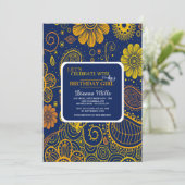 Paisley en bloemen uitnodiging (Staand voorkant)