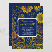 Paisley en bloemen uitnodiging (Voorkant / Achterkant)