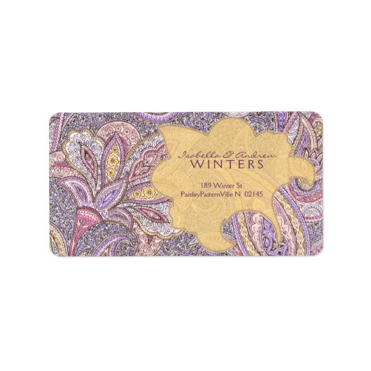 Paisley en bloemmotief etiket (Voorkant)