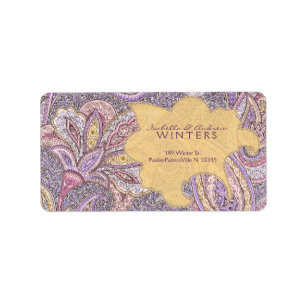 Paisley en bloempatroon etiket