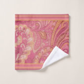Paisley en Stripes Roze en Oranje goud Bad Handdoek (Wasdoekje)