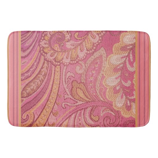 Paisley en Stripes Roze en Oranje goud Badmat (Voorkant)