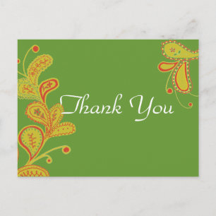 Paisley Fern Green bedankt Briefkaart