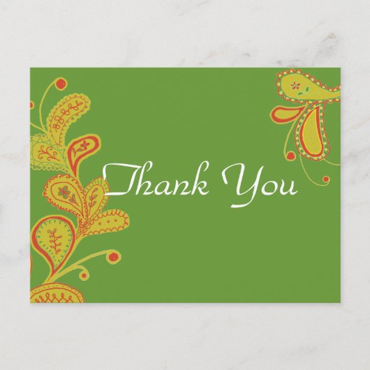 Paisley Fern Green bedankt Briefkaart (Voorkant)