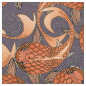 paisley fish dark plum stof (Close Up)