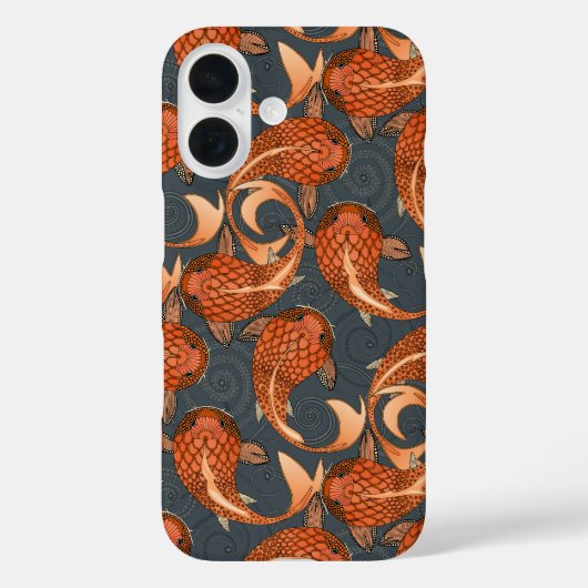 Paisley Fish donkergrijs Case-Mate iPhone Case (Achterkant)