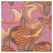 paisley fish pink stof (Close Up)