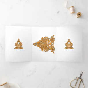 Paisley Floral Art · Oranje Boho Decor Drieluik Kaart