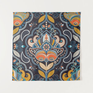 Paisley Floral: Donker Indiaas patroon Wandkleed