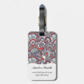 Paisley Floral Doodle Pattern Bagagelabel (Achterkant verticaal)