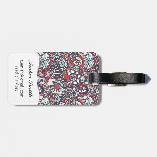 Paisley Floral Doodle Pattern Bagagelabel (Achterkant horizontaal)