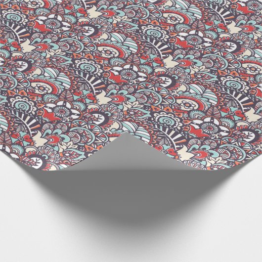 Paisley Floral Doodle Pattern Cadeaupapier (Hoek)