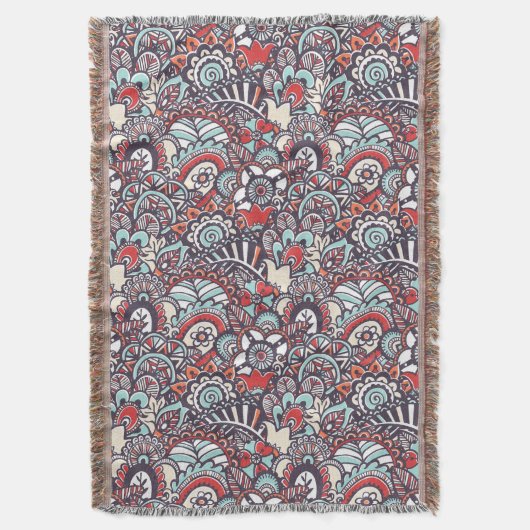 Paisley Floral Doodle Pattern Deken (Voorkant Verticaal)