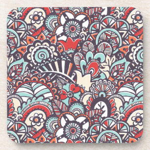 Paisley Floral Doodle Pattern Drankjes Onderzetter