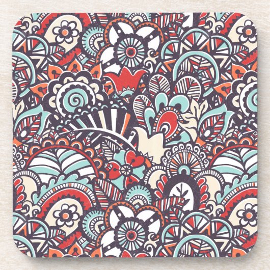 Paisley Floral Doodle Pattern Drankjes Onderzetter (Voorkant)