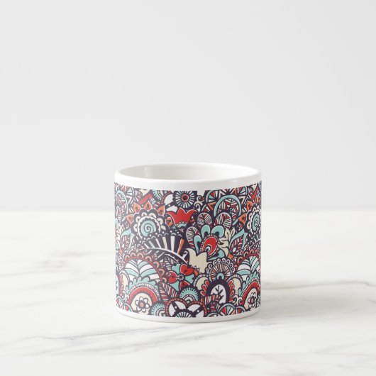 Paisley Floral Doodle Pattern Espresso Kop (Voorkant)