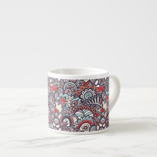 Paisley Floral Doodle Pattern Espresso Kop (Voorkant rechts)