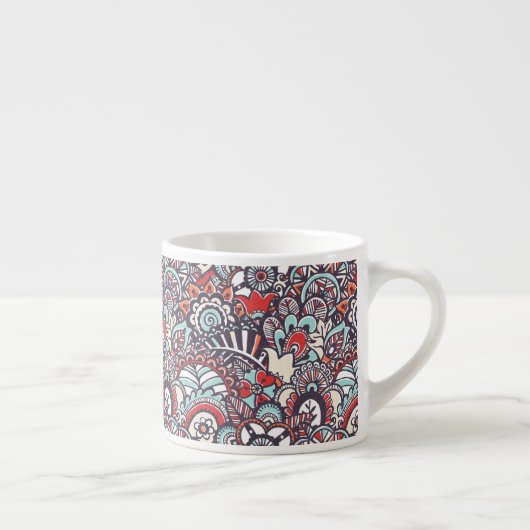 Paisley Floral Doodle Pattern Espresso Kop (Rechts)