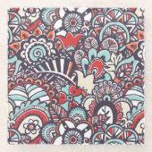 Paisley Floral Doodle Pattern Glazen Onderzetter (Voorkant)