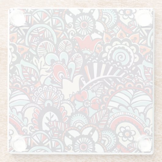 Paisley Floral Doodle Pattern Glazen Onderzetter (Achterkant)