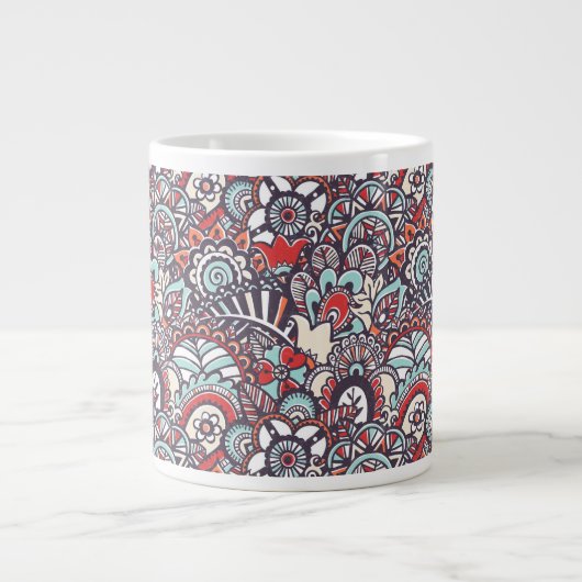 Paisley Floral Doodle Pattern Grote Koffiekop (Voorkant)