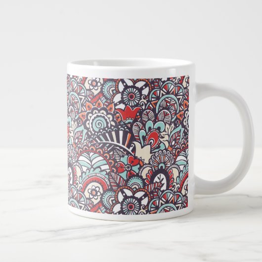 Paisley Floral Doodle Pattern Grote Koffiekop (Rechts)