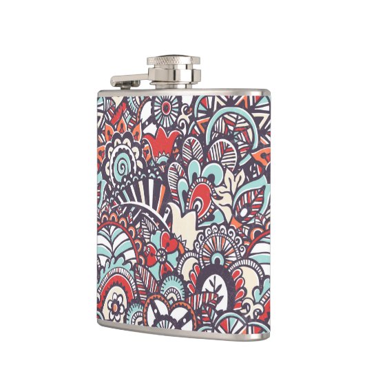 Paisley Floral Doodle Pattern Heupfles (Links)