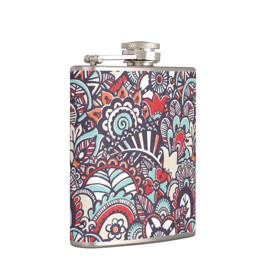 Paisley Floral Doodle Pattern Heupfles (Rechts)