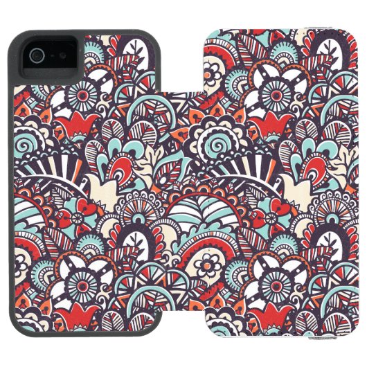 Paisley Floral Doodle Pattern Incipio iPhone Portemonnee Hoesje (Agenda Open)