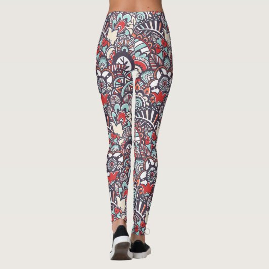 Paisley Floral Doodle Pattern Leggings (Achterkant)