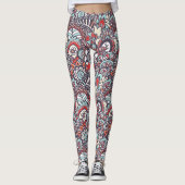 Paisley Floral Doodle Pattern Leggings (Voorkant)