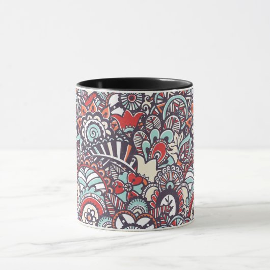 Paisley Floral Doodle Pattern Mok (Midden)