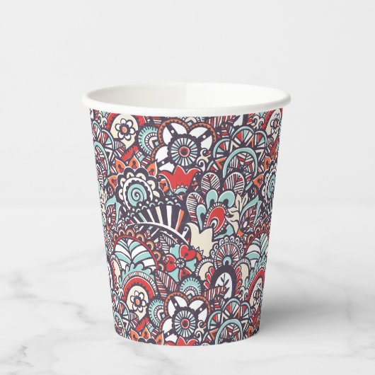 Paisley Floral Doodle Pattern Papieren Bekers (Links)