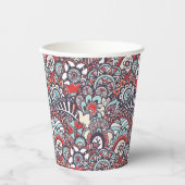 Paisley Floral Doodle Pattern Papieren Bekers (Voorkant)