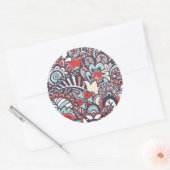 Paisley Floral Doodle Pattern Ronde Sticker (Envelop)